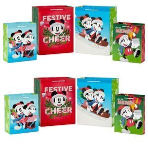 Hallmark Mickey and Minnie Mouse Holiday Gift Bags set of 8 NWT